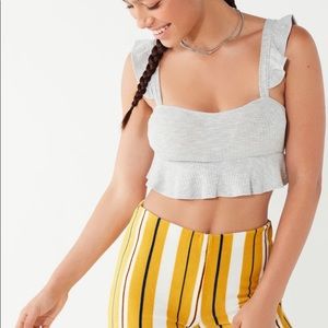 urban outfitters grey cropped top with ruffles